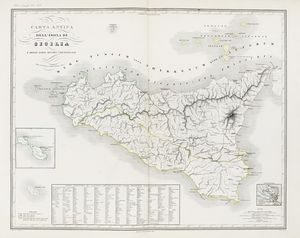 FRANCESCO VALLARDI - Carta antica dell'isola di Sicilia e delle isole minori circonvicine.