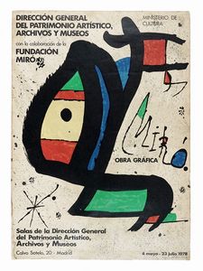 Joan Mir : Lotto composto di 2 manifesti e 1 incisione.  - Asta Arte Antica, Moderna e Contemporanea - Associazione Nazionale - Case d'Asta italiane