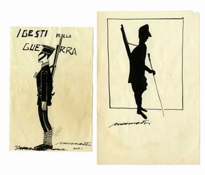 NERINO NANNETTI (NERI) - Lotto composto di 21 disegni a tema militare.