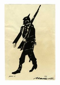 NERINO NANNETTI (NERI) : Lotto composto di 21 disegni a tema militare.  - Asta Arte Antica, Moderna e Contemporanea - Associazione Nazionale - Case d'Asta italiane