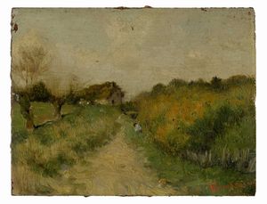 Federico Rossano - Figure sur un chemin prs d'une ferme.
