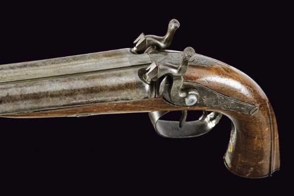 Pistola a luminello a due canne  - Asta La Collezione di Armi Antiche di un Gentiluomo Californiano - Associazione Nazionale - Case d'Asta italiane