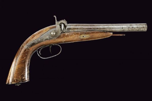 Pistola a luminello a due canne  - Asta La Collezione di Armi Antiche di un Gentiluomo Californiano - Associazione Nazionale - Case d'Asta italiane