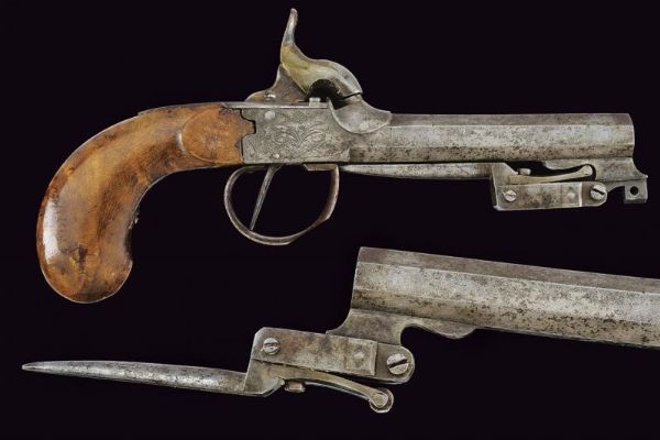 Pistola a luminello con baionetta a scatto  - Asta La Collezione di Armi Antiche di un Gentiluomo Californiano - Associazione Nazionale - Case d'Asta italiane