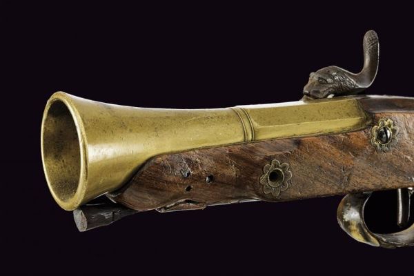 Pistola a luminello con canna a tromboncino  - Asta La Collezione di Armi Antiche di un Gentiluomo Californiano - Associazione Nazionale - Case d'Asta italiane
