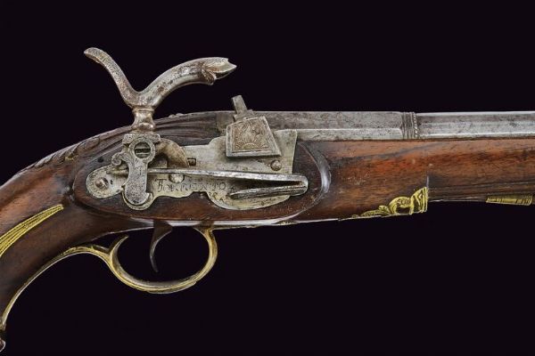 Pistola alla micheletta a luminello da viaggio  - Asta La Collezione di Armi Antiche di un Gentiluomo Californiano - Associazione Nazionale - Case d'Asta italiane