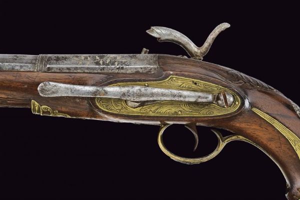 Pistola alla micheletta a luminello da viaggio  - Asta La Collezione di Armi Antiche di un Gentiluomo Californiano - Associazione Nazionale - Case d'Asta italiane