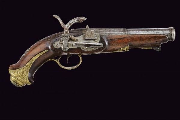Pistola alla micheletta a luminello da viaggio  - Asta La Collezione di Armi Antiche di un Gentiluomo Californiano - Associazione Nazionale - Case d'Asta italiane