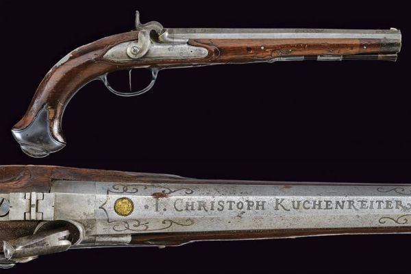 Pistola ridotta a luminello di Christof Kuchenreuther  - Asta La Collezione di Armi Antiche di un Gentiluomo Californiano - Associazione Nazionale - Case d'Asta italiane
