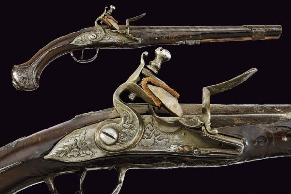 Pistola a pietra focaia  - Asta La Collezione di Armi Antiche di un Gentiluomo Californiano - Associazione Nazionale - Case d'Asta italiane