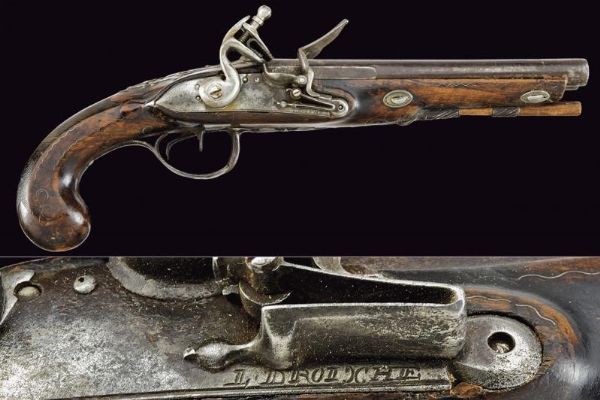 Pistola a pietra focaia a due canne di L. Droische  - Asta La Collezione di Armi Antiche di un Gentiluomo Californiano - Associazione Nazionale - Case d'Asta italiane