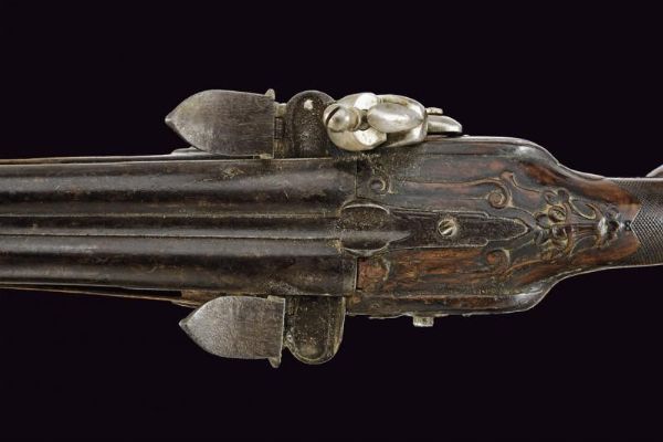 Pistola a pietra focaia a due canne di L. Droische  - Asta La Collezione di Armi Antiche di un Gentiluomo Californiano - Associazione Nazionale - Case d'Asta italiane