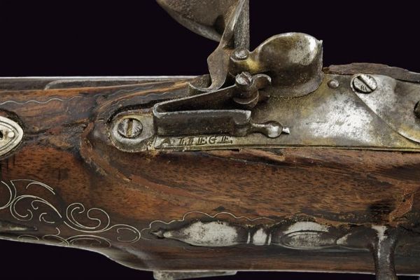 Pistola a pietra focaia a due canne di L. Droische  - Asta La Collezione di Armi Antiche di un Gentiluomo Californiano - Associazione Nazionale - Case d'Asta italiane