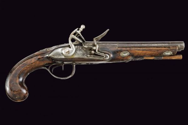 Pistola a pietra focaia a due canne di L. Droische  - Asta La Collezione di Armi Antiche di un Gentiluomo Californiano - Associazione Nazionale - Case d'Asta italiane