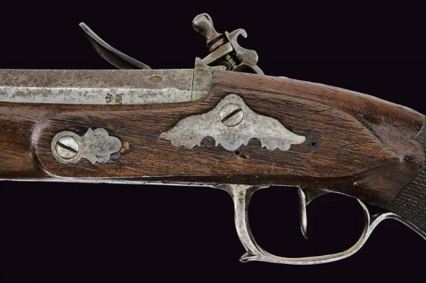 Pistola da ufficiale a pietra focaia  - Asta La Collezione di Armi Antiche di un Gentiluomo Californiano - Associazione Nazionale - Case d'Asta italiane