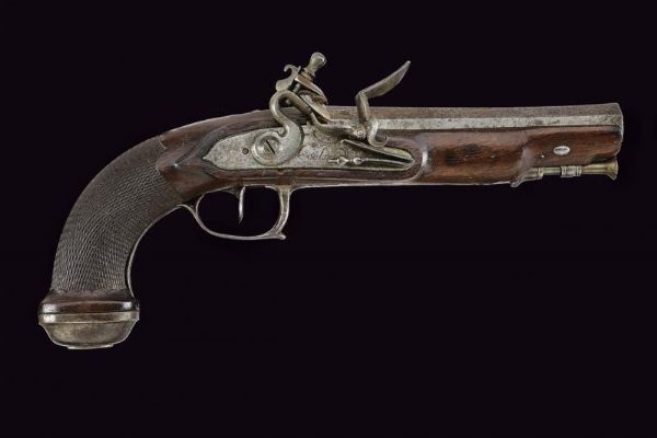 Pistola da ufficiale a pietra focaia  - Asta La Collezione di Armi Antiche di un Gentiluomo Californiano - Associazione Nazionale - Case d'Asta italiane