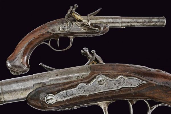 Pistola a pietra focaia a semi-retrocarica  - Asta La Collezione di Armi Antiche di un Gentiluomo Californiano - Associazione Nazionale - Case d'Asta italiane