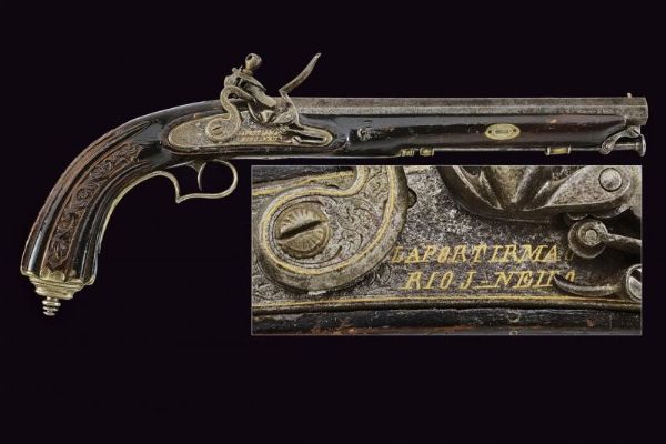 Bella pistola a pietra focaia di Laport Irmaos  - Asta La Collezione di Armi Antiche di un Gentiluomo Californiano - Associazione Nazionale - Case d'Asta italiane