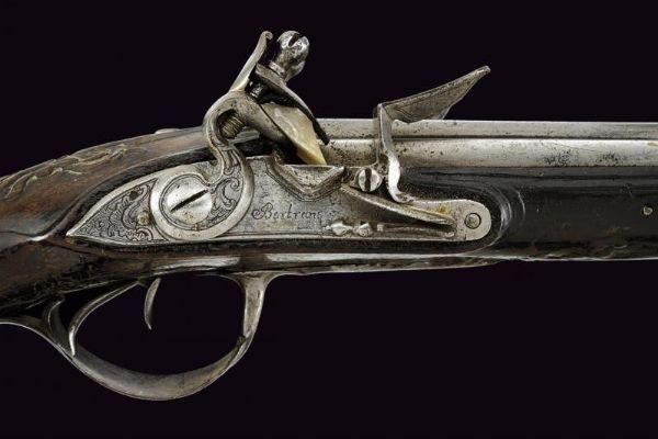 Pistola a pietra focaia a due canne di Bertrans  - Asta La Collezione di Armi Antiche di un Gentiluomo Californiano - Associazione Nazionale - Case d'Asta italiane