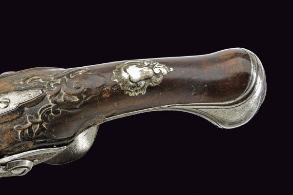 Pistola a pietra focaia a due canne di Bertrans  - Asta La Collezione di Armi Antiche di un Gentiluomo Californiano - Associazione Nazionale - Case d'Asta italiane