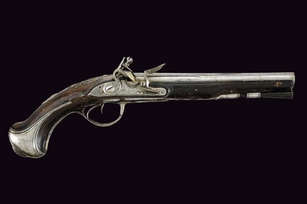 Pistola a pietra focaia a due canne di Bertrans  - Asta La Collezione di Armi Antiche di un Gentiluomo Californiano - Associazione Nazionale - Case d'Asta italiane