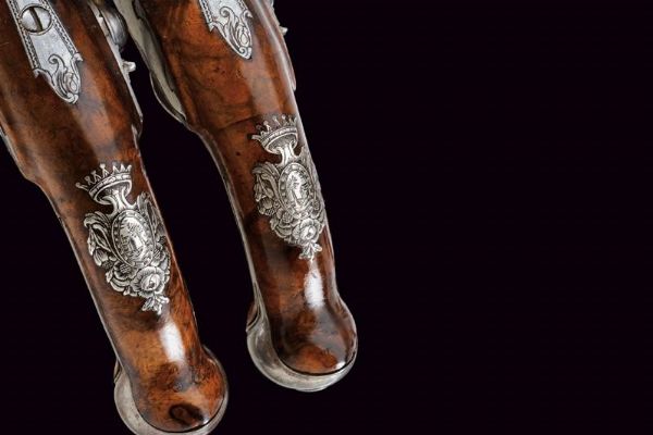 Interessante e raro paio di pistole a pietra focaia da viaggio per il mercato Polacco  - Asta La Collezione di Armi Antiche di un Gentiluomo Californiano - Associazione Nazionale - Case d'Asta italiane