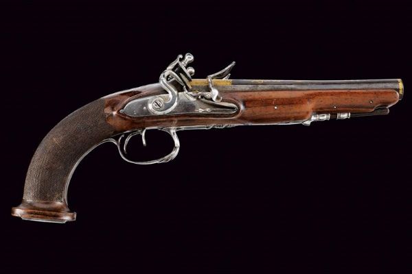Bella pistola a pietra focaia a due canne  - Asta La Collezione di Armi Antiche di un Gentiluomo Californiano - Associazione Nazionale - Case d'Asta italiane