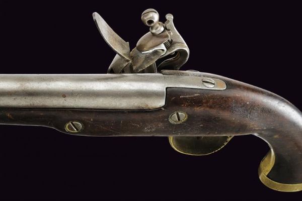 Pistola a pietra focaia da cavalleria  - Asta La Collezione di Armi Antiche di un Gentiluomo Californiano - Associazione Nazionale - Case d'Asta italiane