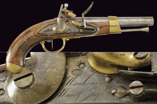 Pistola a pietra focaia An. XIII  - Asta La Collezione di Armi Antiche di un Gentiluomo Californiano - Associazione Nazionale - Case d'Asta italiane