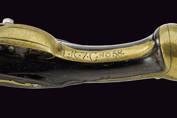 Rara pistola a pietra focaia da mancino  - Asta La Collezione di Armi Antiche di un Gentiluomo Californiano - Associazione Nazionale - Case d'Asta italiane