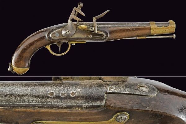Pistola a pietra focaia  - Asta La Collezione di Armi Antiche di un Gentiluomo Californiano - Associazione Nazionale - Case d'Asta italiane