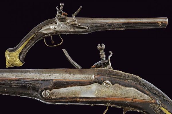 Pistola a pietra focaia  - Asta La Collezione di Armi Antiche di un Gentiluomo Californiano - Associazione Nazionale - Case d'Asta italiane