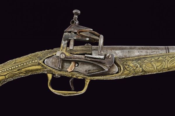 Pistola a pietra focaia alla micheletta  - Asta La Collezione di Armi Antiche di un Gentiluomo Californiano - Associazione Nazionale - Case d'Asta italiane