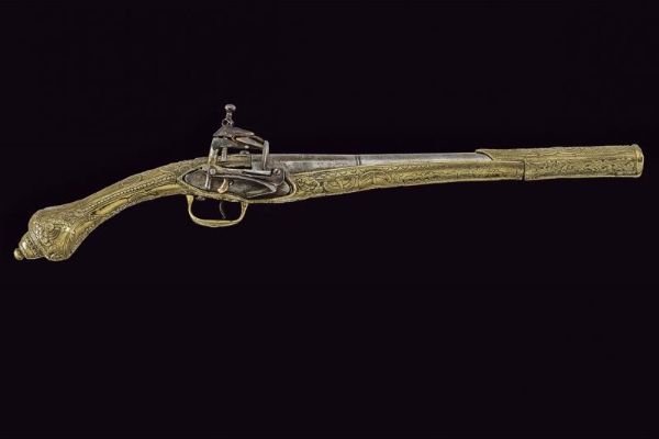 Pistola a pietra focaia alla micheletta  - Asta La Collezione di Armi Antiche di un Gentiluomo Californiano - Associazione Nazionale - Case d'Asta italiane