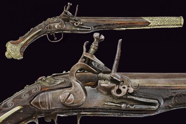 Pistola a pietra focaia  - Asta La Collezione di Armi Antiche di un Gentiluomo Californiano - Associazione Nazionale - Case d'Asta italiane