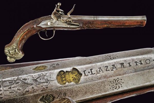 Pistola a pietra focaia  - Asta La Collezione di Armi Antiche di un Gentiluomo Californiano - Associazione Nazionale - Case d'Asta italiane