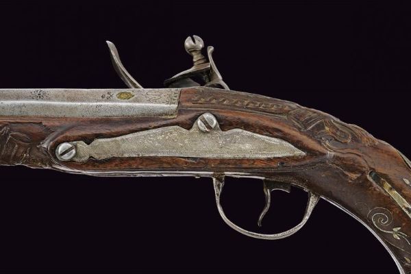 Pistola a pietra focaia  - Asta La Collezione di Armi Antiche di un Gentiluomo Californiano - Associazione Nazionale - Case d'Asta italiane