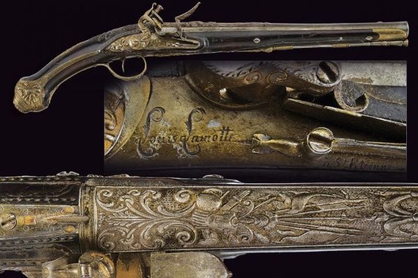 Bella pistola a pietra focaia per il mercato orientale di Louis Lamotte  - Asta La Collezione di Armi Antiche di un Gentiluomo Californiano - Associazione Nazionale - Case d'Asta italiane