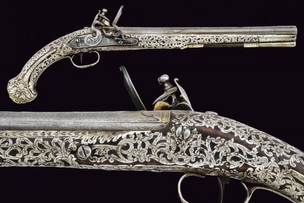 Bella pistola con fornimenti in argento  - Asta La Collezione di Armi Antiche di un Gentiluomo Californiano - Associazione Nazionale - Case d'Asta italiane