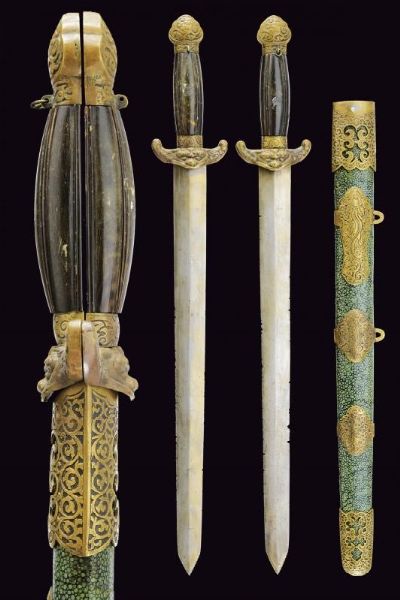 Spada corta doppia (Jian)  - Asta La Collezione di Armi Antiche di un Gentiluomo Californiano - Associazione Nazionale - Case d'Asta italiane