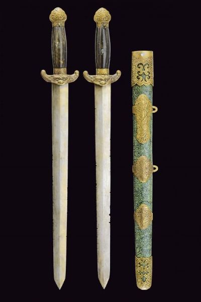 Spada corta doppia (Jian)  - Asta La Collezione di Armi Antiche di un Gentiluomo Californiano - Associazione Nazionale - Case d'Asta italiane