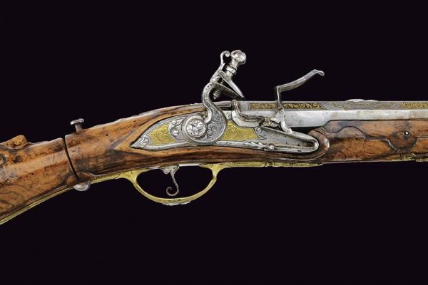 Bellissimo scavezzo a pietra focaia del maestro A. L.  - Asta La Collezione di Armi Antiche di un Gentiluomo Californiano - Associazione Nazionale - Case d'Asta italiane