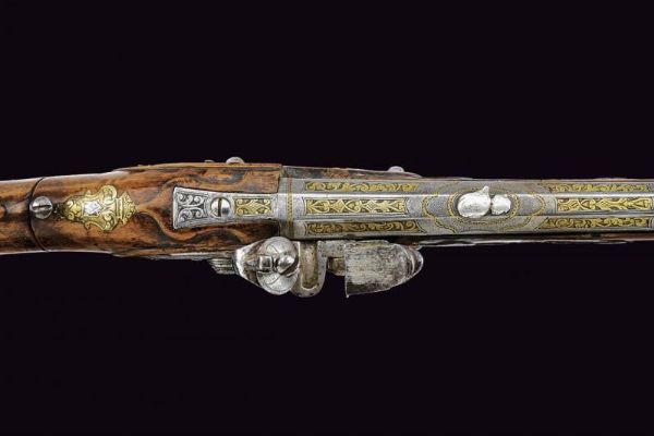 Bellissimo scavezzo a pietra focaia del maestro A. L.  - Asta La Collezione di Armi Antiche di un Gentiluomo Californiano - Associazione Nazionale - Case d'Asta italiane