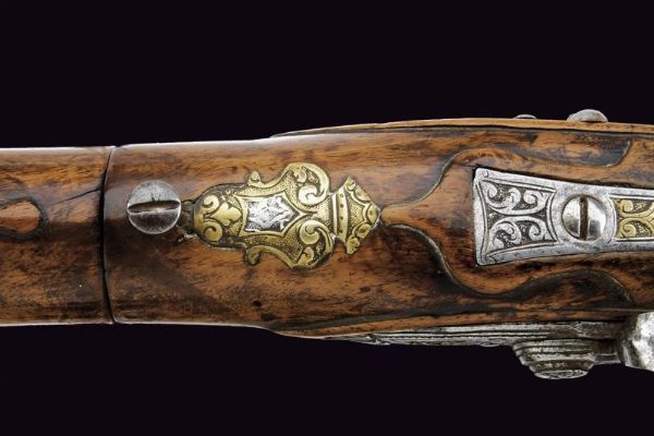 Bellissimo scavezzo a pietra focaia del maestro A. L.  - Asta La Collezione di Armi Antiche di un Gentiluomo Californiano - Associazione Nazionale - Case d'Asta italiane