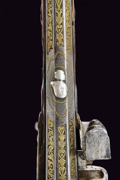 Bellissimo scavezzo a pietra focaia del maestro A. L.  - Asta La Collezione di Armi Antiche di un Gentiluomo Californiano - Associazione Nazionale - Case d'Asta italiane