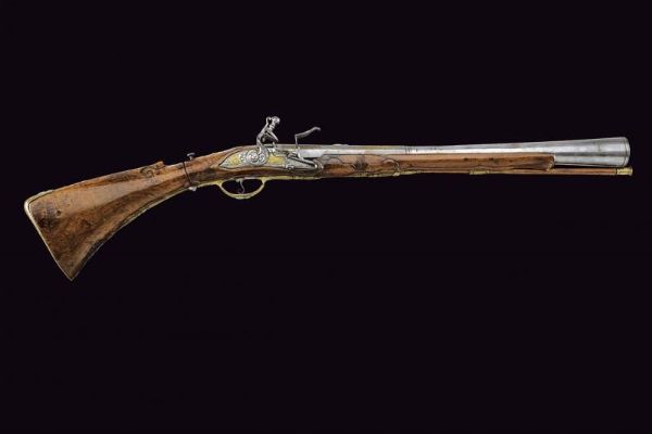 Bellissimo scavezzo a pietra focaia del maestro A. L.  - Asta La Collezione di Armi Antiche di un Gentiluomo Californiano - Associazione Nazionale - Case d'Asta italiane