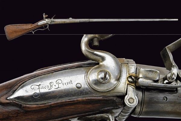 Rarissimo fucile a pietra focaia a retrocarica di Jacob Perret  - Asta La Collezione di Armi Antiche di un Gentiluomo Californiano - Associazione Nazionale - Case d'Asta italiane