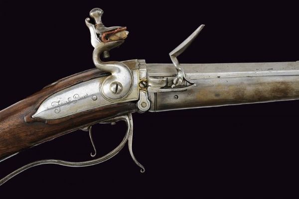 Rarissimo fucile a pietra focaia a retrocarica di Jacob Perret  - Asta La Collezione di Armi Antiche di un Gentiluomo Californiano - Associazione Nazionale - Case d'Asta italiane