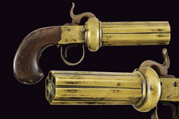 Pepperbox a luminello da marina  - Asta La Collezione di Armi Antiche di un Gentiluomo Californiano - Associazione Nazionale - Case d'Asta italiane