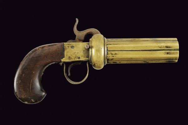 Pepperbox a luminello da marina  - Asta La Collezione di Armi Antiche di un Gentiluomo Californiano - Associazione Nazionale - Case d'Asta italiane